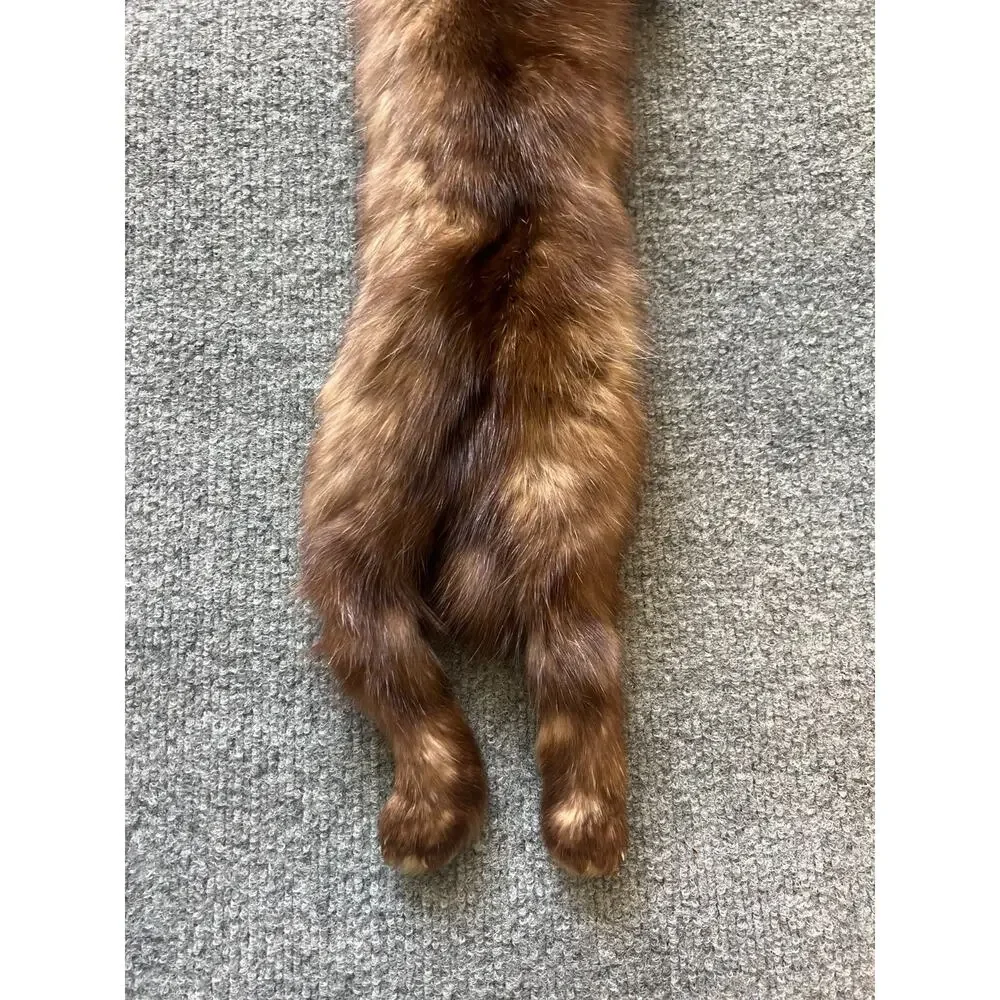 VTG Stone Marten Real Fur Scarf Taxidermy w/ Paws Tail Shawl Wrap Neck Warmer